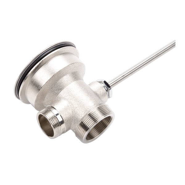 A Regency stainless steel twist waste valve with metal handle.