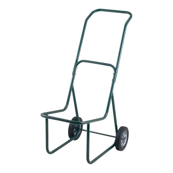 A green Harper chair mover with black wheels and a handle.