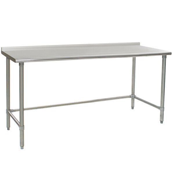 A Eagle Group stainless steel work table with metal legs.