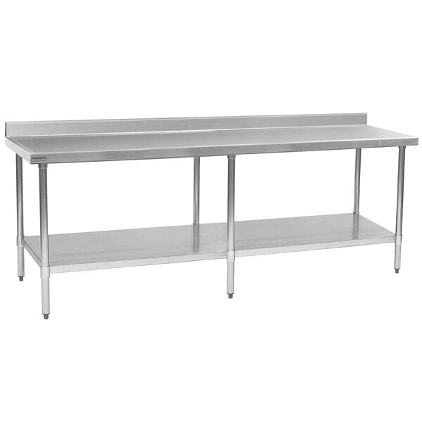 A stainless steel Eagle Group work table with an undershelf.