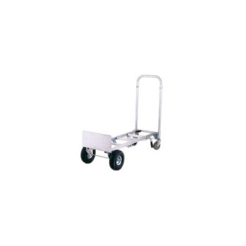 A close-up of a Harper aluminum hand truck with pneumatic wheels.