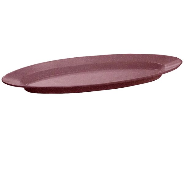 A maroon speckled cast aluminum oval King Fish Platter.