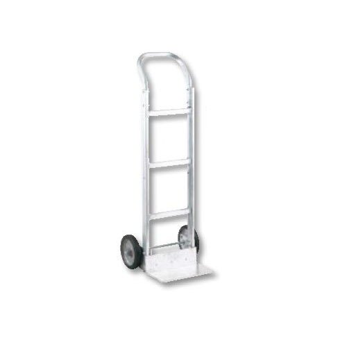 A silver Harper aluminum hand truck with black wheels.