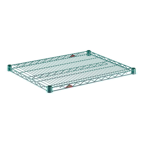 A green wire shelf measuring 24 inches by 30 inches.