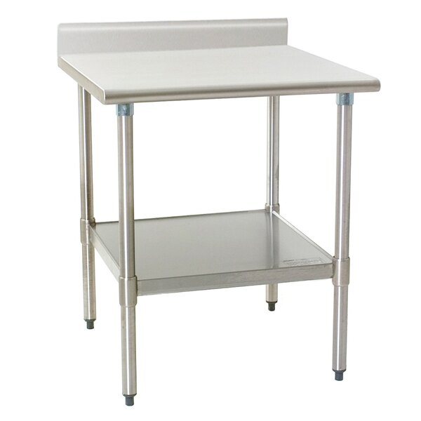 A stainless steel Eagle Group work table with undershelf.