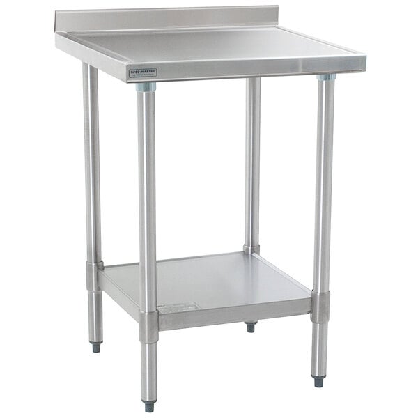 A stainless steel Eagle Group work table with undershelf.