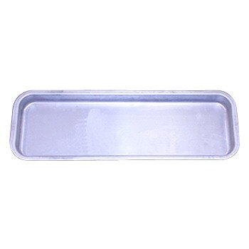 A True metal rectangular drain pan with a silver handle.