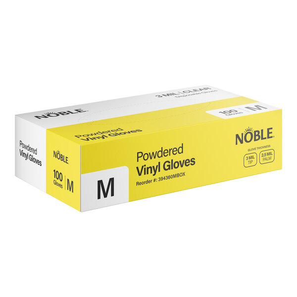 Noble Clear Powdered Disposable 3 Mil Thick Vinyl Gloves for Foodservice - Medium - 1,000/Case