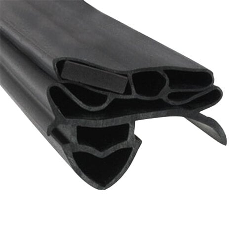 A close-up of a black rubber True magnetic door gasket.