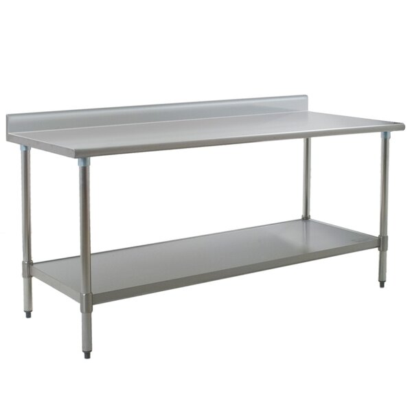 An Eagle Group stainless steel work table with undershelf.