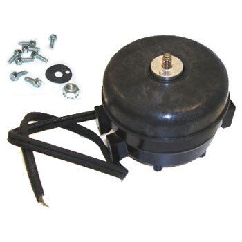 A black round True Evaporator Fan Motor with screws and nuts.