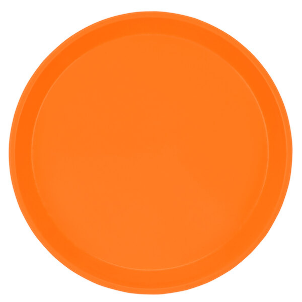 An orange fiberglass tray with a white background.