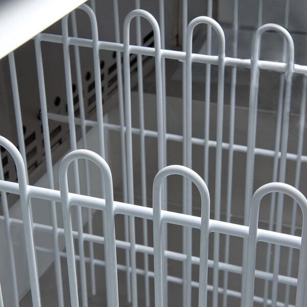An Avantco white metal divider with curved rods.