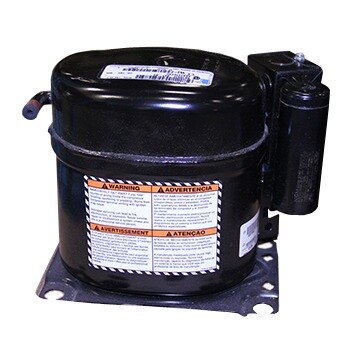 A black True 1/2 hp compressor with a white label.
