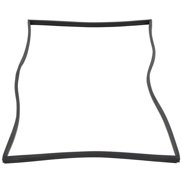 A black rubber seal strip in a white background.