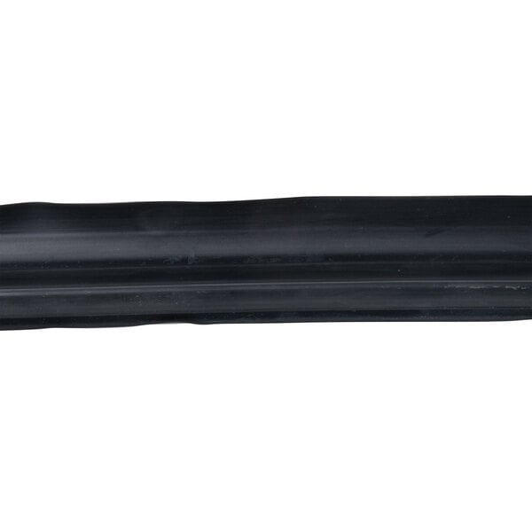 A black plastic strip on a white background.