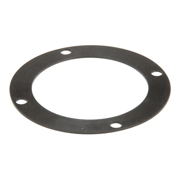 A flat, circular black ring with four evenly spaced holes near the outer edge.