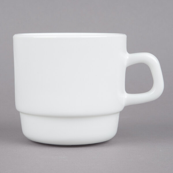 Arcoroc Opal Stackable Mugs of Porcelain Chip Resistant in White 260ml Set of 6 