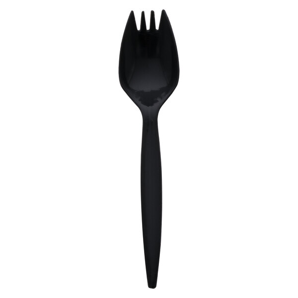 Choice Individually Wrapped Medium Weight Black Plastic Spork 1000/Case