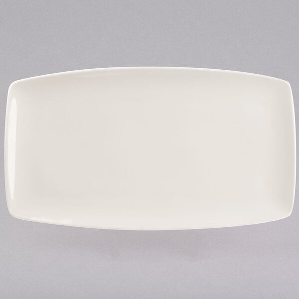 A white rectangular Tuxton china plate.