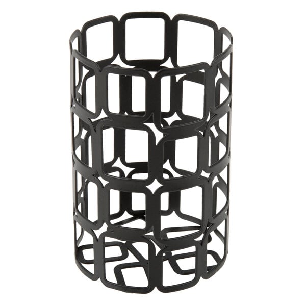 A black metal square wire lamp base.