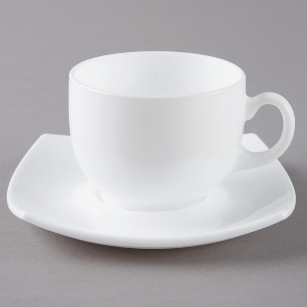 Arcoroc E8865 Opal Delice White 7.25 oz. Cup and Saucer Set by Arc