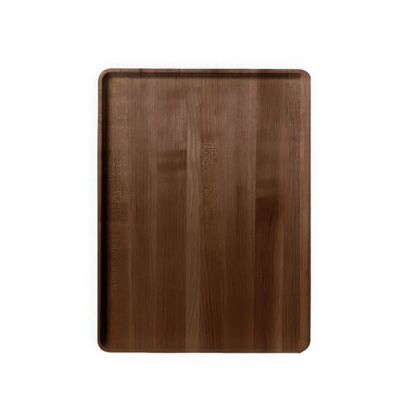 A Cambro wooden dietary tray with a faux-wood finish.