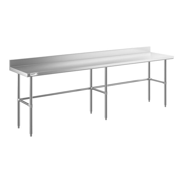 Regency 24" x 108" 16-Gauge 304 Stainless Steel Commercial Open Base Work Table with 4" Backsplash