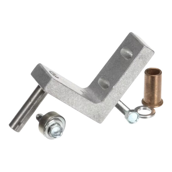 A metal True hinge kit with screws and nuts.