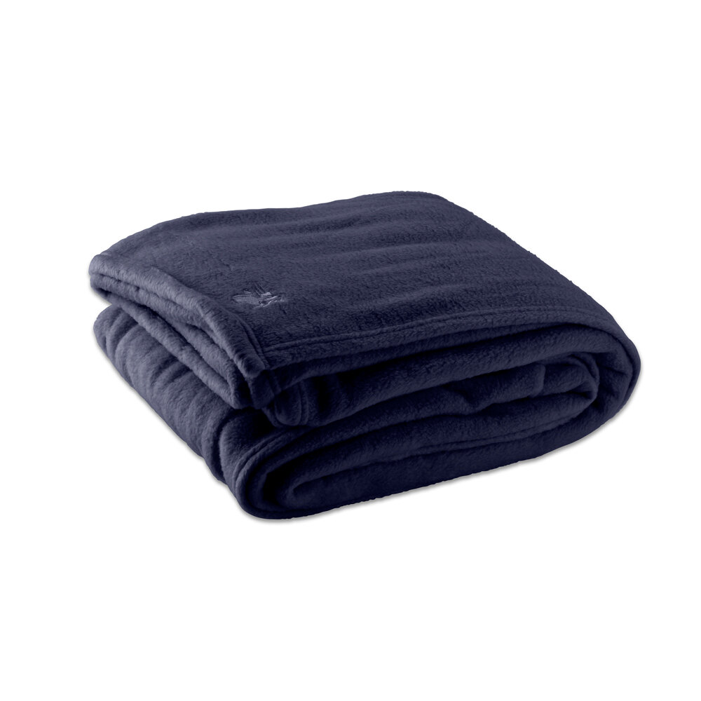 Oxford 66" x 90" Twin Size Navy Blue 100 Polyester Fleece Hotel