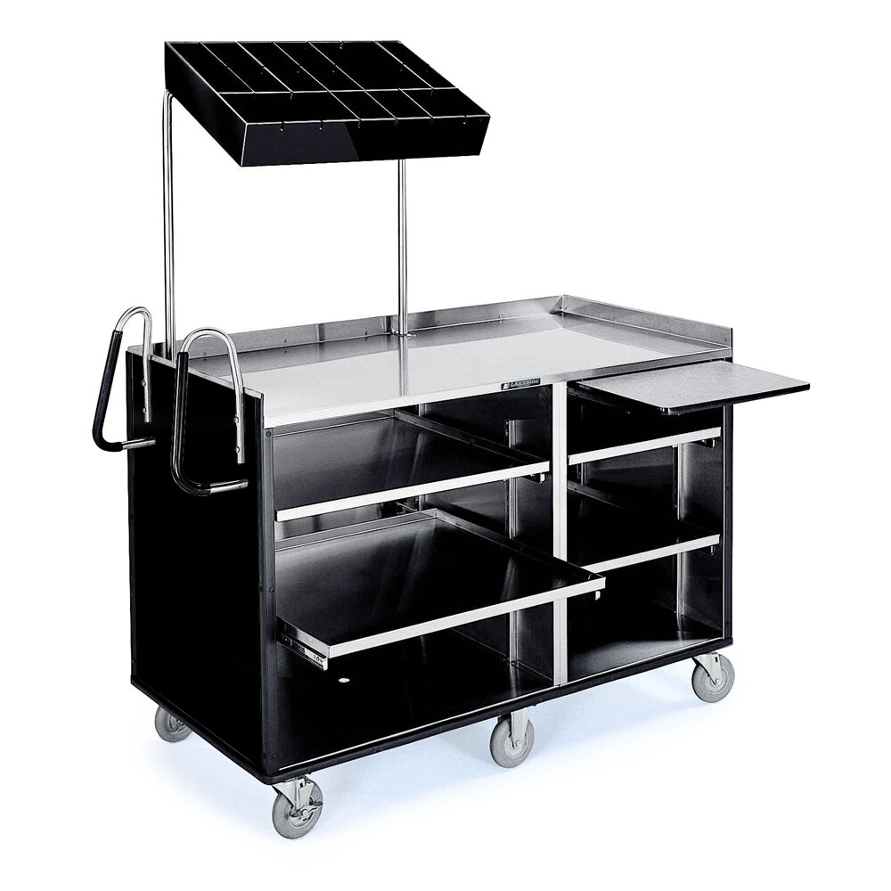 Lakeside 68010 4 Shelf Stainless Steel Vending Cart with PullOut