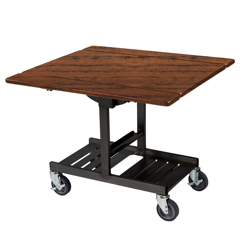 Geneva 74410VC Mobile Rectangular Top TriFold Room Service Table with Victorian Cherry Finish