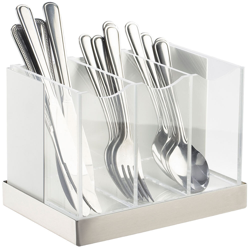 CalMil 301555 Luxe White Metal Flatware Organizer