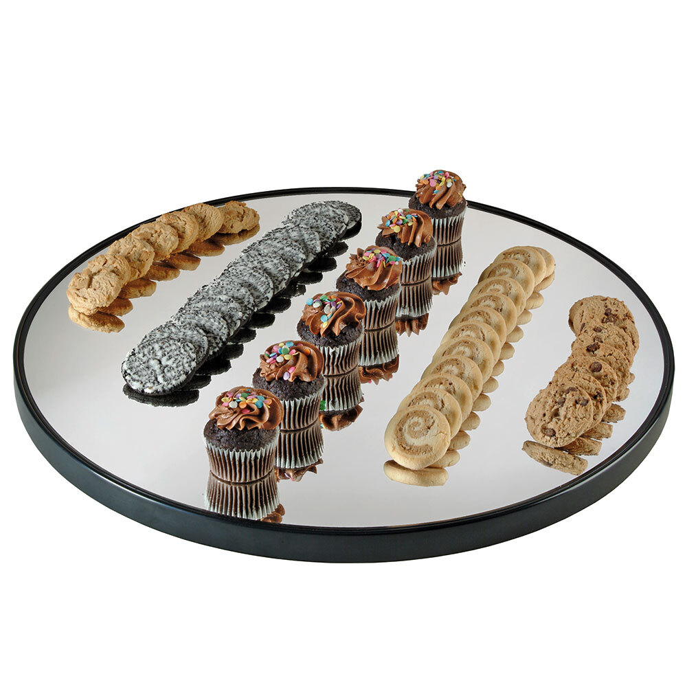 Cal Mil Mirror Serving Platters Display Trays Cal Mil Rr320 32 Inch Round Mirror Tray With Raised Black Rim