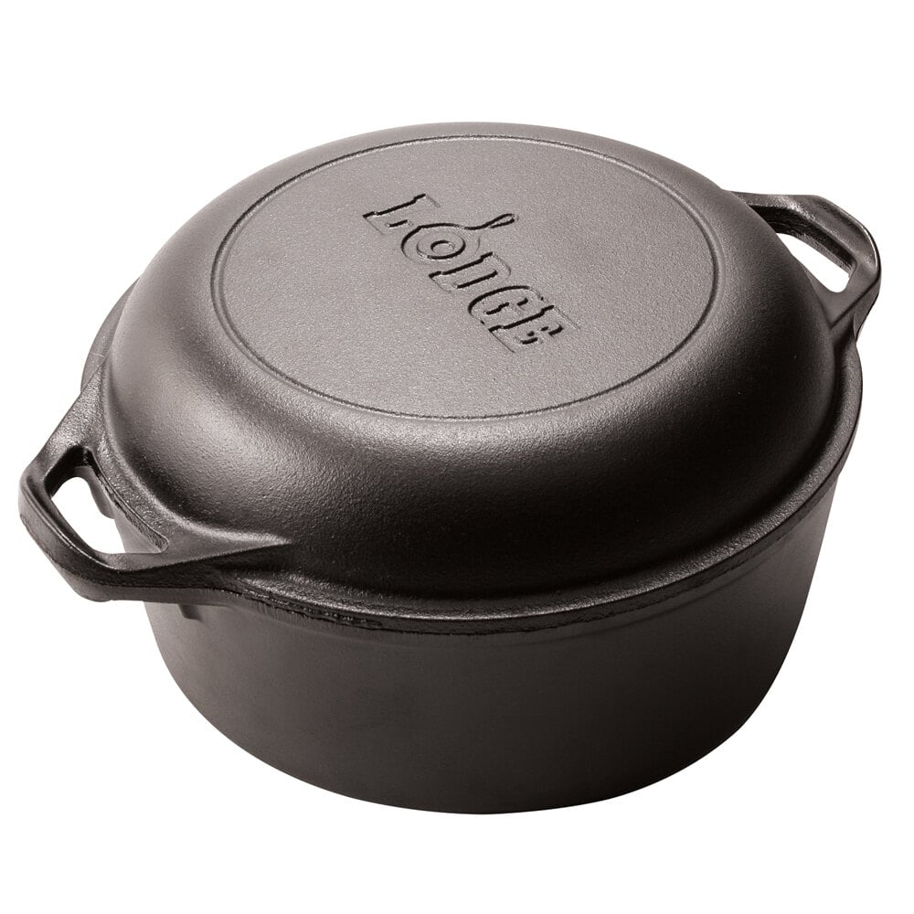 Lodge L8DD3 5 Qt. PreSeasoned Cast Iron Double Dutch Oven with Loop