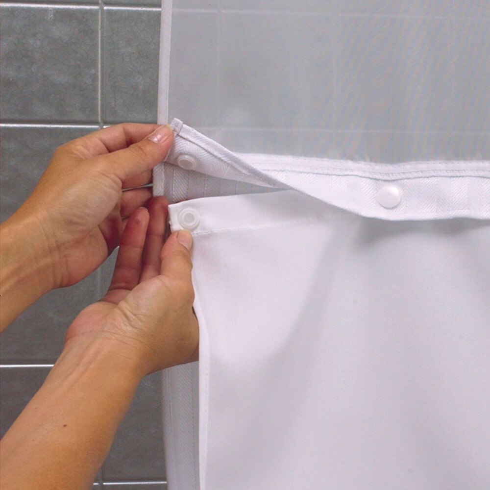 It's A Snap! HBH40SL0154 White Polyester Shower Curtain Liner with