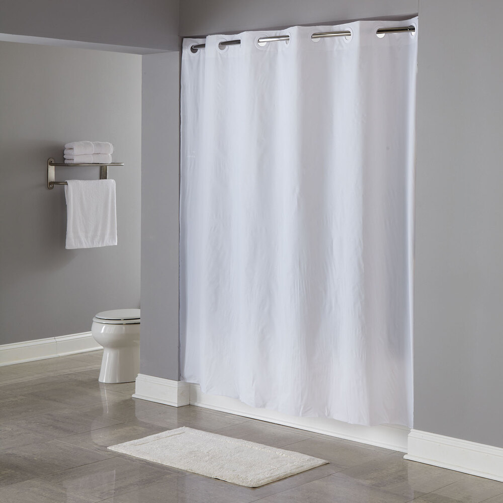 Hookless HBH04PDT01 White 8Gauge Pin Dot Shower Curtain with Matching