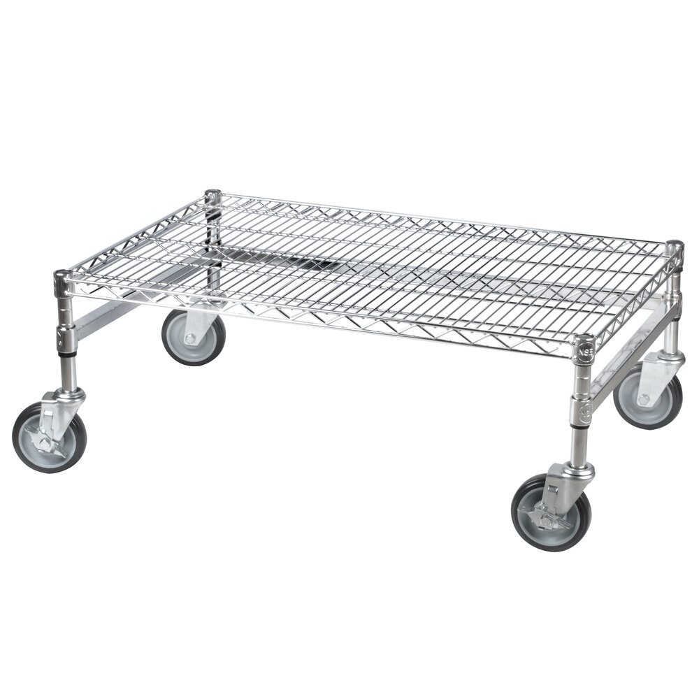 Regency 24" x 36" x 14" Chrome Plated Mobile Dunnage Rack Kit with Tubular Frame 600 lb. Capacity
