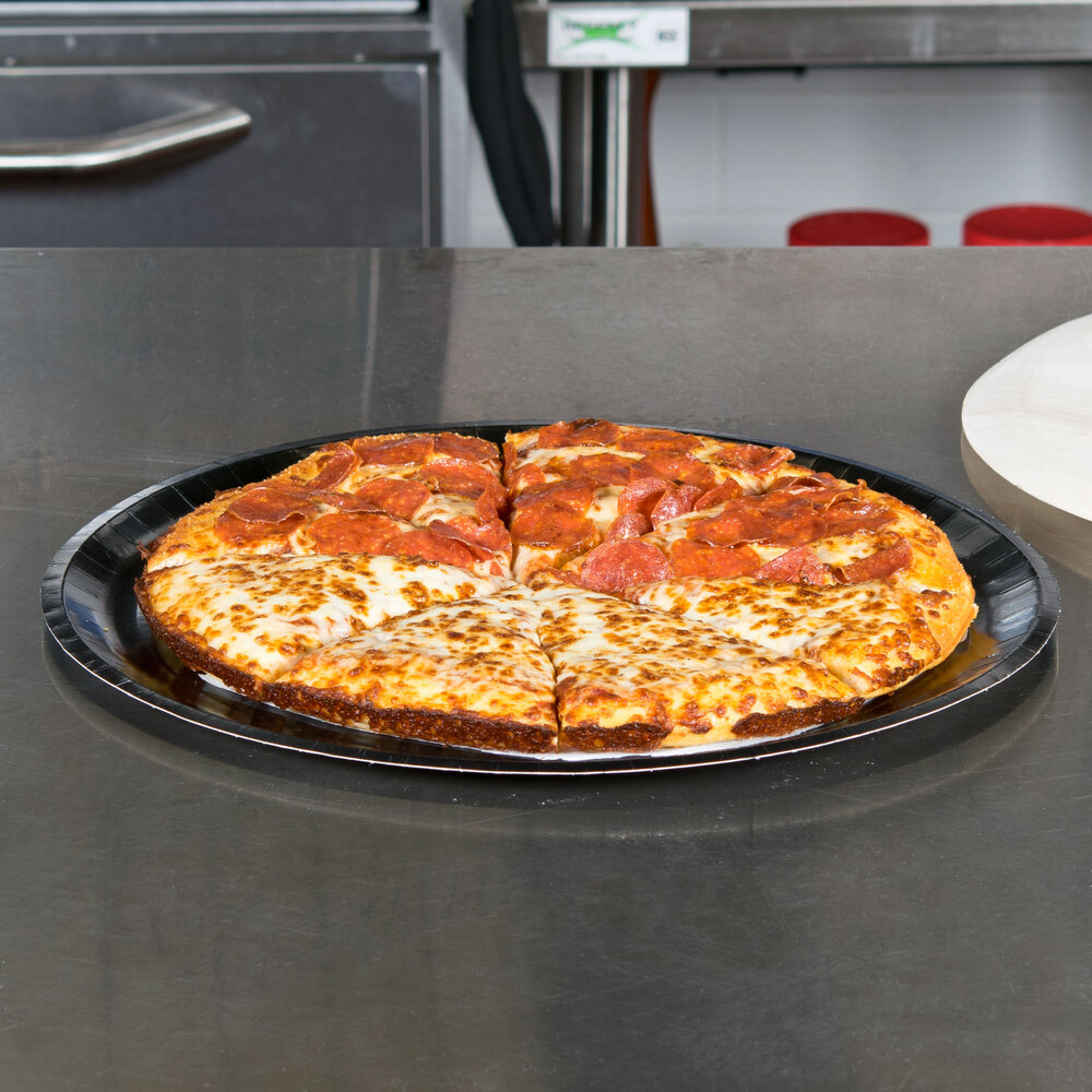 Solut 74557 17" Take and Bake Coated Paperboard Black Oven Safe Pizza