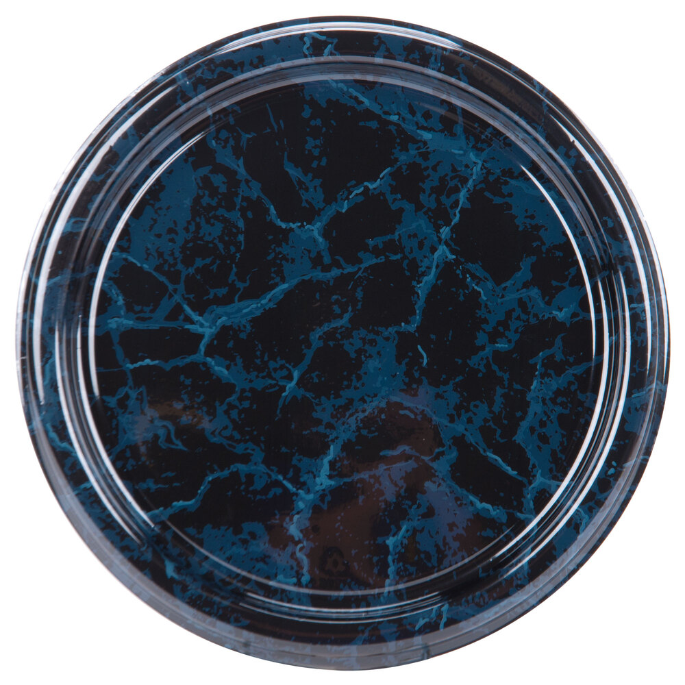 Sabert 812 12" Black Marble Round Catering Tray 36/Case