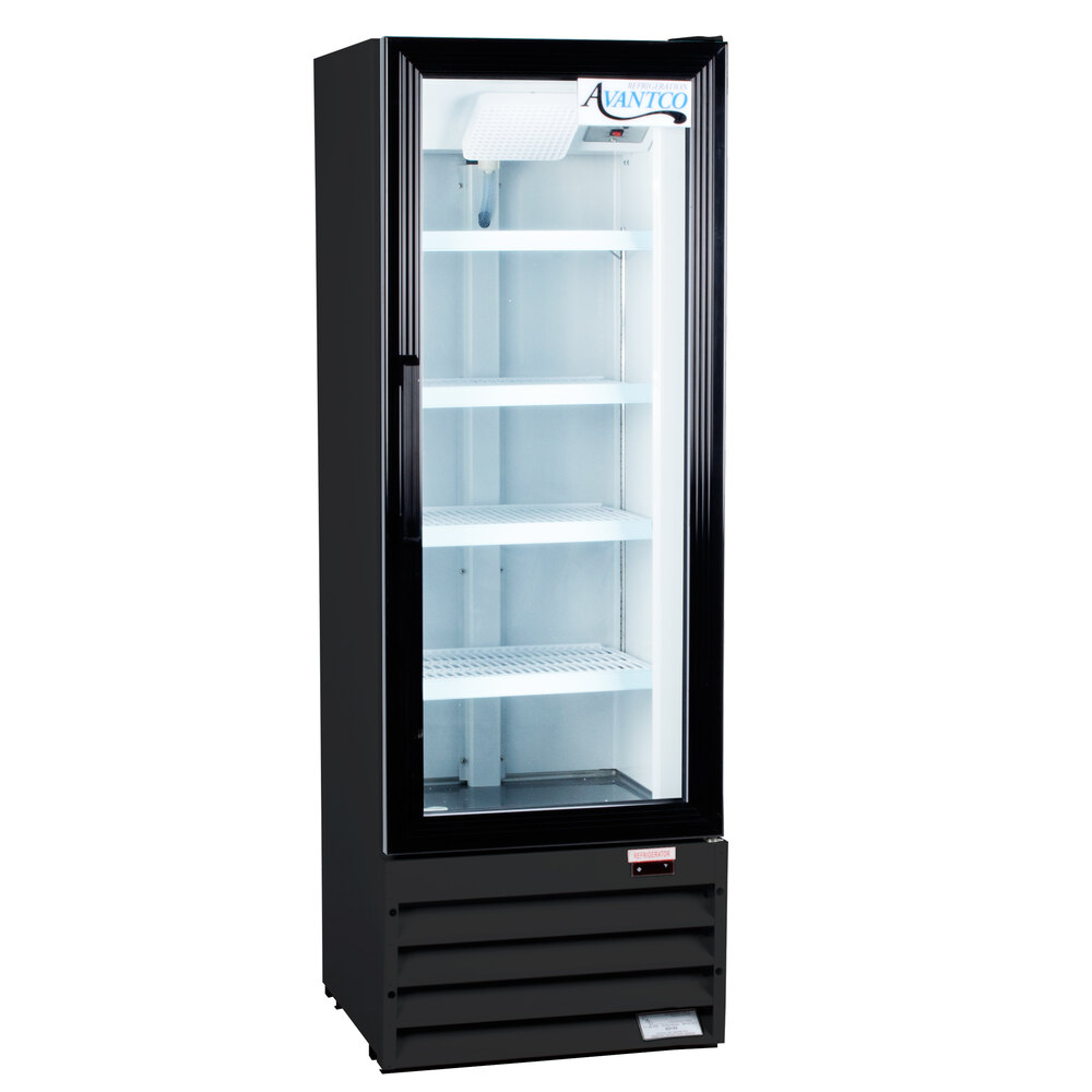 Avantco GDC10 21\u0026quot; Black Swing Glass Door Merchandiser Refrigerator with LED Lighting