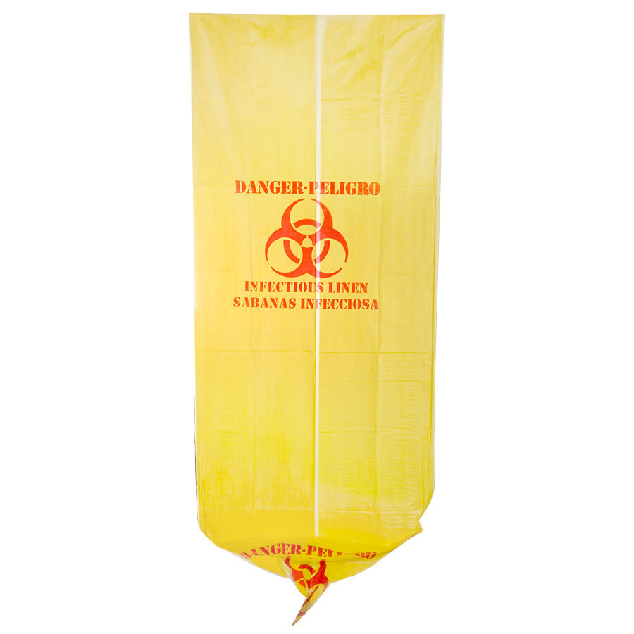 44 Gallon 37" x 50" Yellow Infectious Linen High Density Isolation Medical Waste Bag / Biohazard