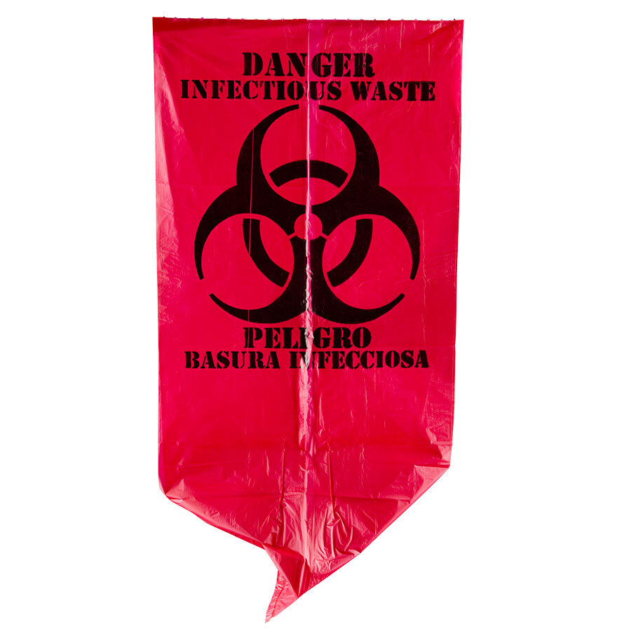 7 Gallon 17" x 18" Red Isolation Infectious Waste Bag / Biohazard Bag