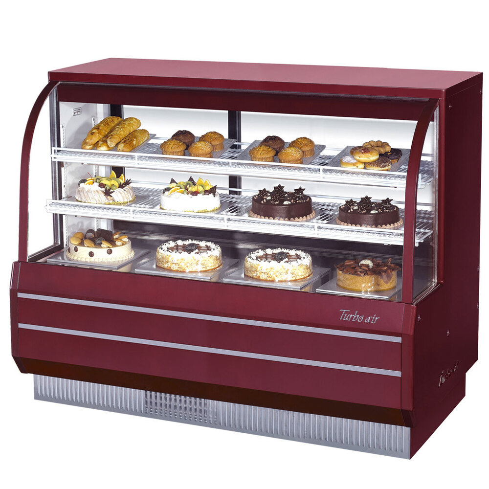 Turbo Air TCGB60DR Red 60" Curved Glass Dry Bakery Display Case