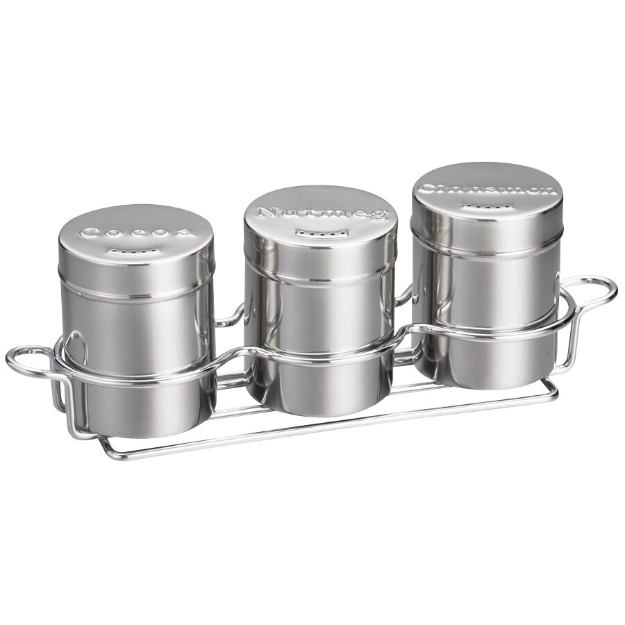 Tablecraft 758X (3) 6 oz. Shaker Countertop Set Cinnamon, Cocoa & Nutmeg