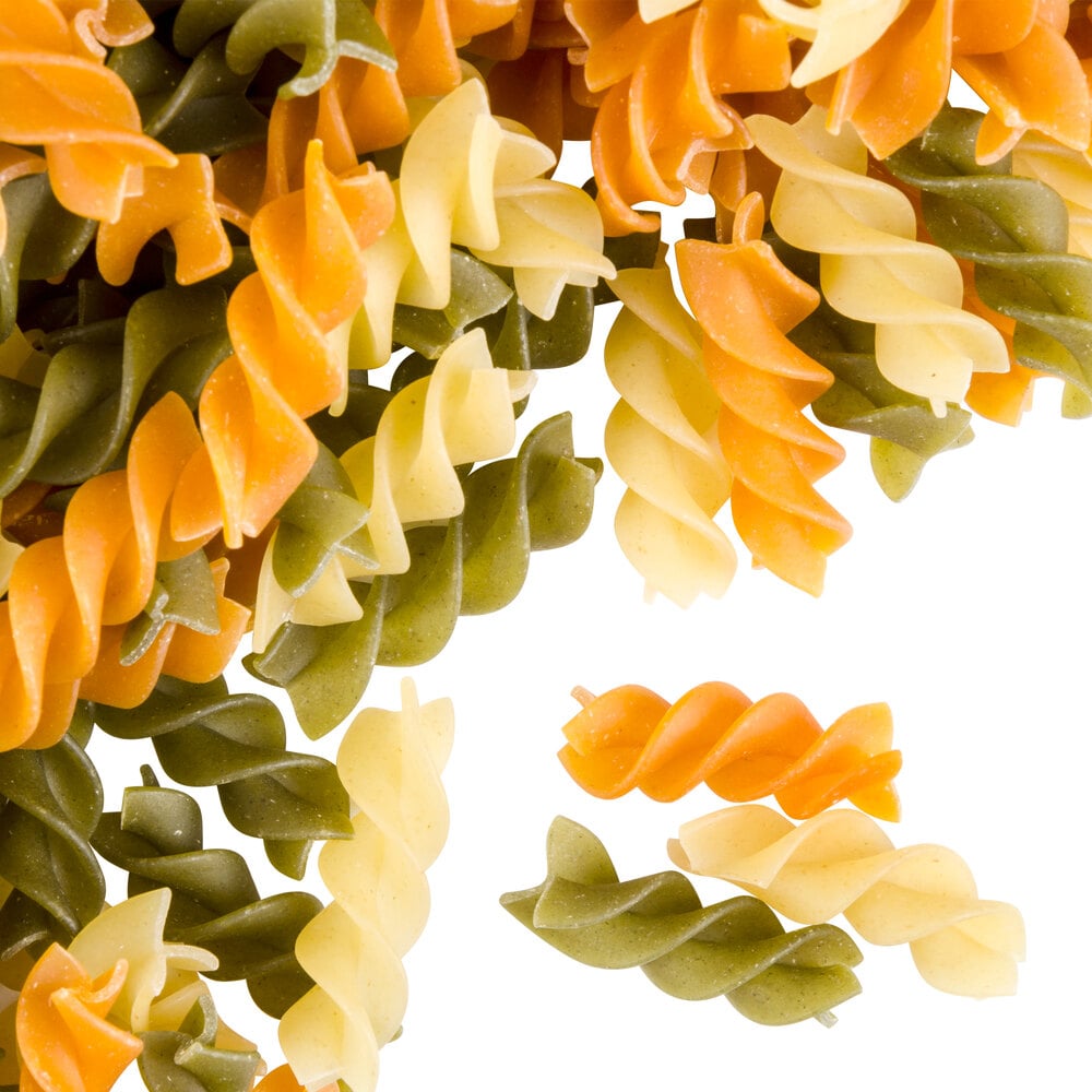 Close up of dry rotini pasta