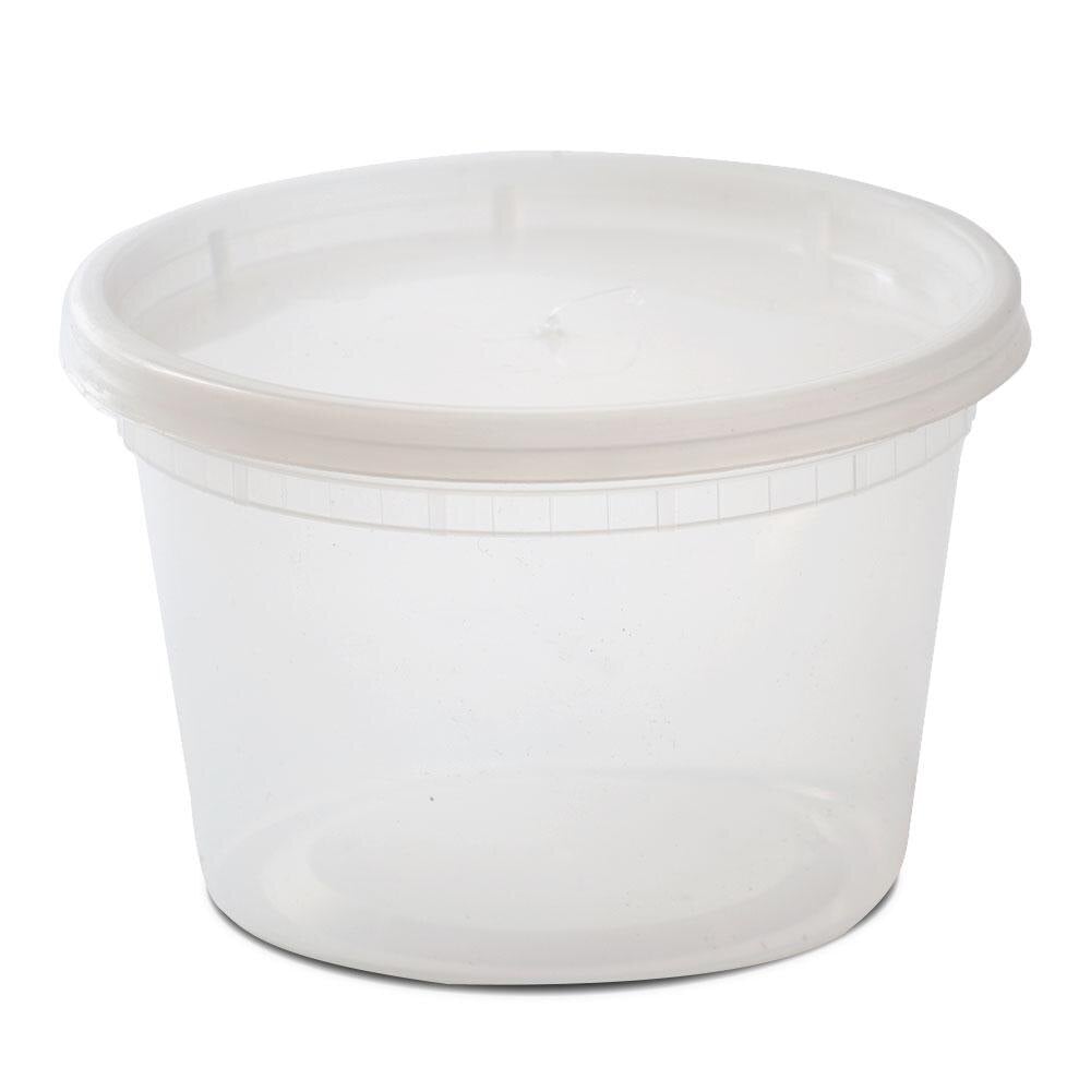 16 oz. Microwavable Translucent Plastic Deli Container with Lid - 240 ...