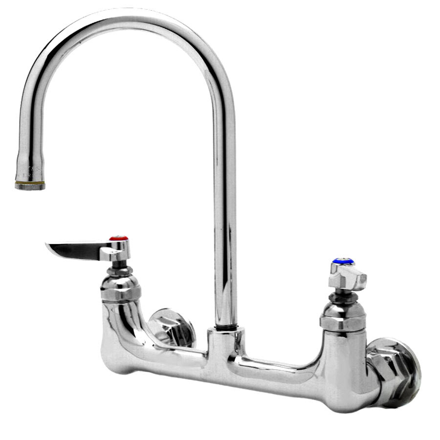 T&S B-0330 Wall Mounted Double Pantry Faucet With 8" Centers - 10 1/4 ...