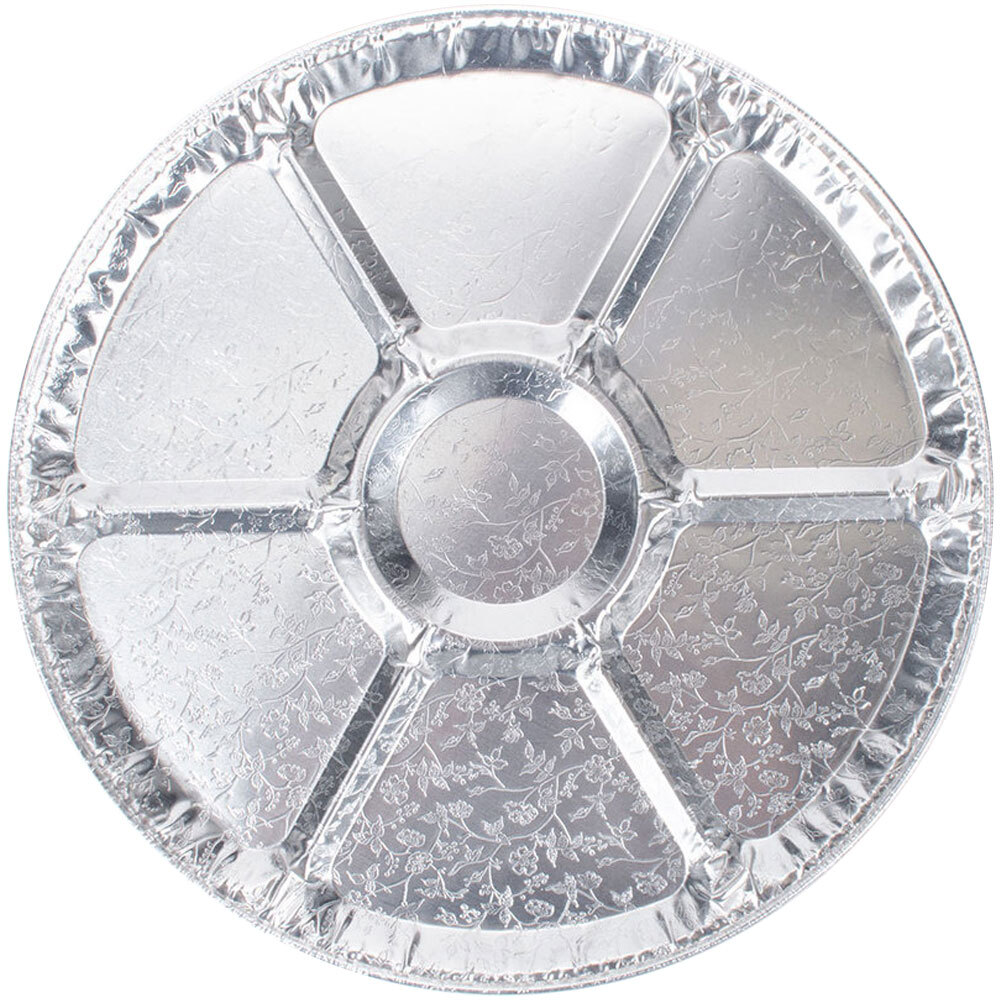 18" Foil 7 Compartment Lazy Susan Tray 5/Pack