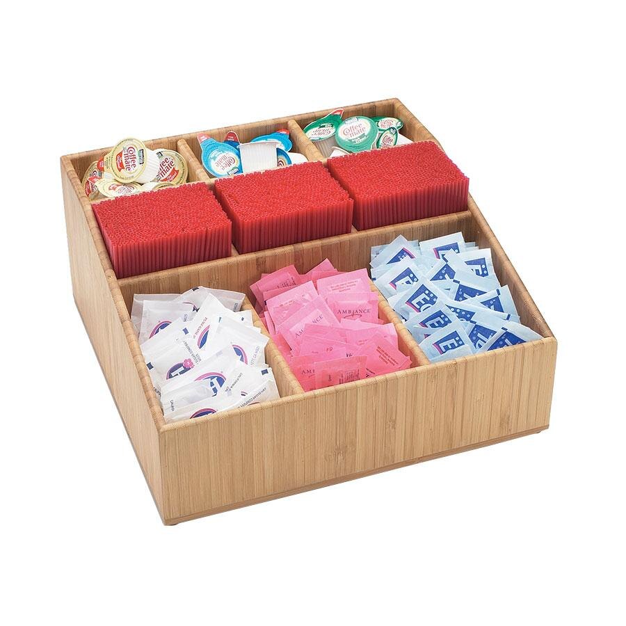 CalMil 171460 Bamboo Coffee Condiment Organizer 12" x 12" x 5 1/2"